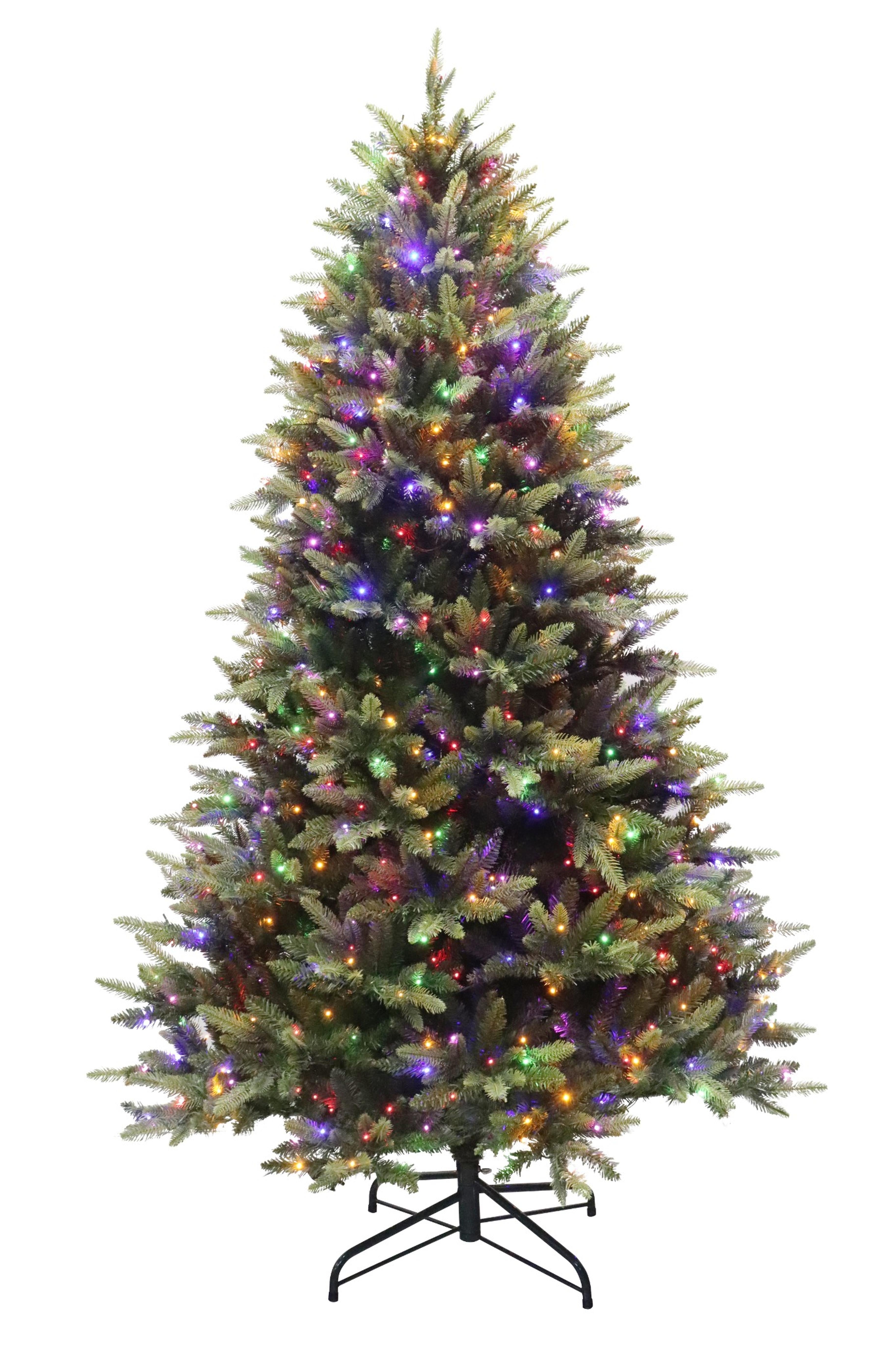 Puleo International 7.5ft Pre-Lit Westford Spruce PE/PVC Dual Color LED Light Tree with Functions, Remote Control and Quick Pole